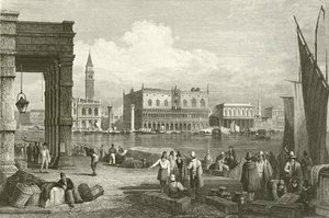 Canal Grande og Dogepaladset, Venedig af Samuel Prout
