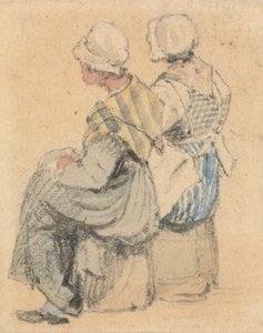To Bondepiger, siddende af Samuel Prout