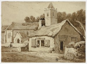 Landsbyens kirke og gade af Samuel Prout
