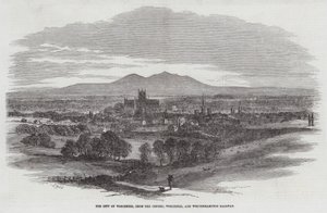 Byen Worcester, fra Oxford, Worcester og Wolverhampton Railway af Samuel Read