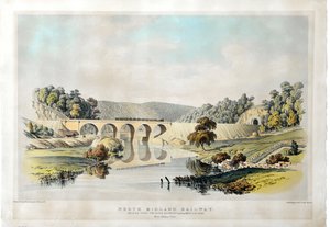 North Midland Railway Bridge over floden Derwent og Matlock Road nær Amber Gate. 1840 (håndfarvet litografi på papir) af Samuel Russell
