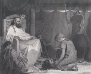 David Brought Before Saul, fra The Art Journal, overfor s. 100, april 1871. af Samuel S. Smith