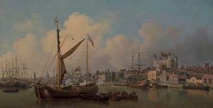 En udsigt over Tower of London, formodet på hans Majestæts fødselsdag af Samuel Scott