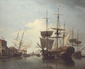 Kulskib på Themsen nær Deptford af Samuel Scott