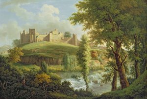 Ludlow Castle med Dinham Weir, fra det sydvestlige, ca. 1765-69 (olie på lærred)