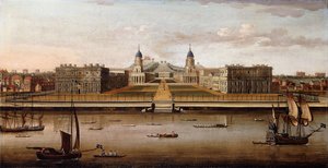 Udsigt over The Royal Hospital, Greenwich, fra Themsen,