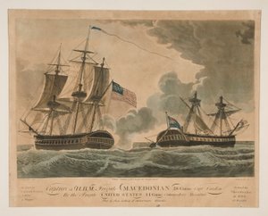 Tilfangetagelse af H. B. M. Fregat Makedonsk-USA af Samuel Seymour