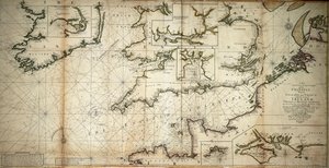 En ny og korrekt stor tegning af Channell mellem England og Frankrig med Irlands kyst St. Georges  Bristoll Channell og flere af de mest bemærkelsesværdige havne i stort format af Samuel Thornton