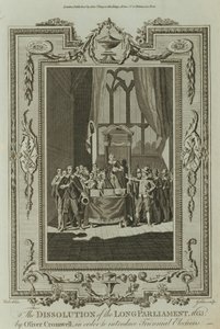 Opløsningen af det lange parlament 1653 af Oliver Cromwell (gravering) af Samuel Wale