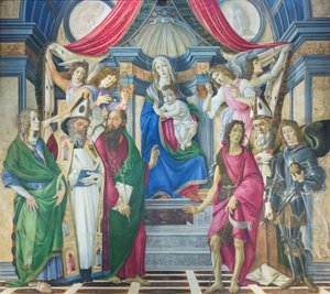 Madonna og Child troner med helgener af Sandro Botticelli