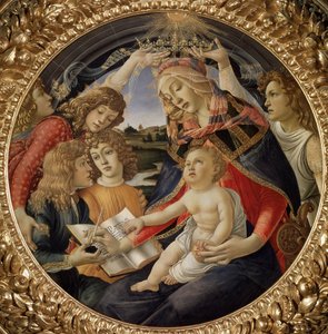 Madonna fra Magnificat eller Jomfru med barn og fem engle (tempera på træ af Sandro Botticelli