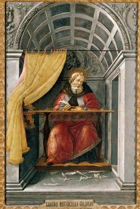 Sankt Augustin i sin celle Maleri af Alessandro di Mariano dei Filipepi dit Sandro Botticelli (1445-1510). Tempera på lærred af Sandro Botticelli