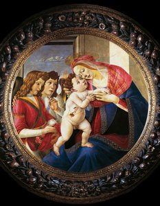 Jomfru og barn og to engle (tempera på træ, ca. 1490) af Sandro Botticelli