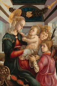 Madonna og barn med engle af Sandro (attr. to) Botticelli