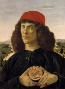 Portræt af en fremmed med medaljen fra Cosimo the A af Sandro Botticelli