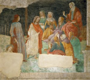 En ung (Lorenzo Tornabuoni?) bringes ind i af Minerva af Sandro Botticelli