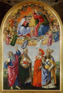 Marias kroning med fire helgener af Sandro Botticelli
