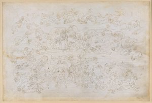 La Divina Commedia, Inferno XXXIII. Helvedets niende kreds (Cocytus), 3. afsnit: Grev Ugolinos anger; straffen for dem, der har forrådt deres gæster, i Ptolemæas is af Sandro Botticelli