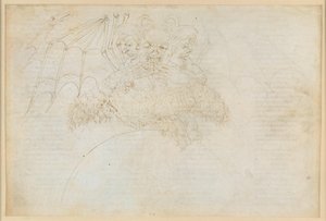 La Divina Commedia, Inferno XXXIV (1): Helvedets centrum: Lucifer i isen på Giudecca, der knuser Judas, Brutus og Cassius af Sandro Botticelli
