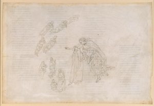 La Divina Commedia, Paradiso IV. Den første planetsfære (månehimlen): Beatrice forklarer Dante, hvor de salige egentlig befinder sig af Sandro Botticelli