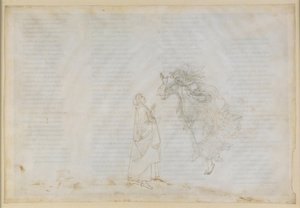 La Divina Commedia, Paradiso V. Den første sfære (månehimlen): Beatrice forklarer Dante principperne for kirkelig dispensation; opstigning til Mars’ sfære af Sandro Botticelli