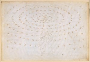La Divina Commedia, Paradiso XXIV. Den ottende sfære (den faste stjernehimmel): Beatrice beder Petrus om at prøve sin elev i den sande tro, den første teologiske dyd; Dantes trosbekendelse af Sandro Botticelli