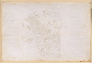 La Divina Commedia, Paradiso XXI. Overgang til den syvende planetsfære (Saturns himmel): Dante ser Jakobs stige og lyset fra de salige, der engang har bevist deres værd i Contemplatio; tale af Petrus Damianus af Sandro Botticelli