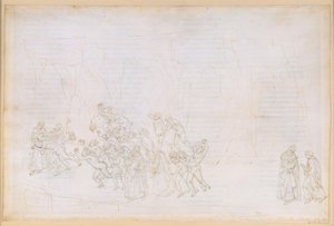 La Divina Commedia, Purgatorio XVIII. Fjerde ring: Vergil forklarer Dante kærlighedens princip og den frie viljes rolle; de dovnes bod af Sandro Botticelli