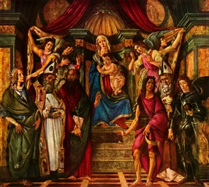 Madonna tronet med seks hellige, 1483, 1937. af Sandro Botticelli