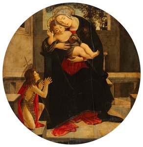 Maria med barnet og den unge Johannes af Sandro Botticelli