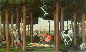 The Disembowelment of the Woman Pursued: Scene II af The Story of Nastagio degli Onesti, ca. 1483 (tempera på panel)