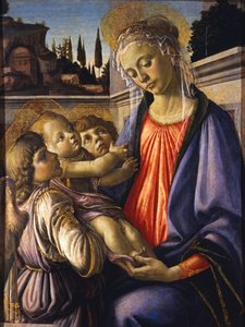 Jomfruen og barnet med to engle, ca 1470. af Sandro Botticelli