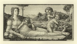 Venus tilbagelænet med Amor af Sandro Botticelli