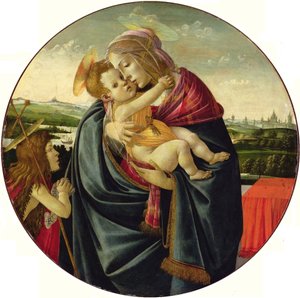 Jomfruen med barnet og Johannes Døberen af Sandro Botticelli