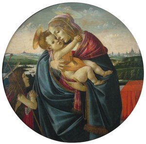 Jomfru og barn med Johannes Døberen af Sandro Botticelli and workshop