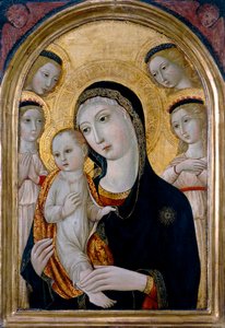 Madonna og barn med engle, ca. 1480 af Sano di also Ansano di Pietro di Mencio (workshop of) Pietro