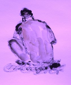 Kontemplativ lilla nøgenfigur