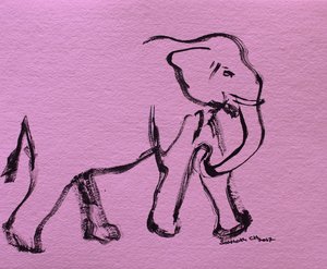 Tegning af en lyserød elefant af Santhosh ch