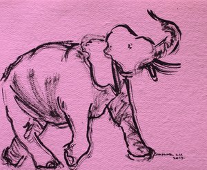 Skitse af en lyserød elefant af Santhosh ch