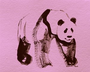 Penselstrøg af en lyserød panda af Santhosh ch