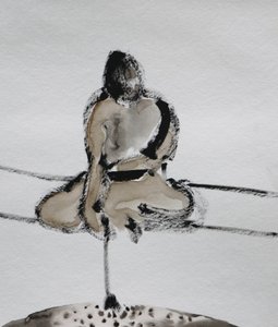Skitse af en samurai i meditation
