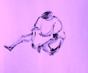 Tegning af siddende figur