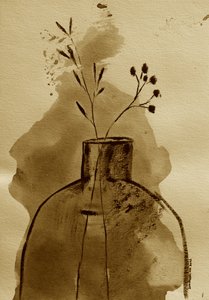 Sepia botanisk vase af Santhosh ch