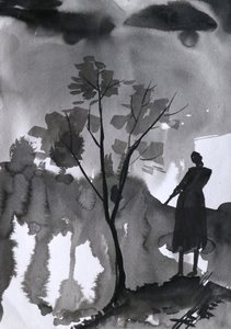 Ensom figur, mørk himmel af Santhosh ch