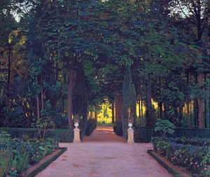 Haver ved Aranjuez, af Rusinol, Santiago (1861-1931). Olie på lærred, ca 1899. Mål: 117x139 cm. Ablo samling
