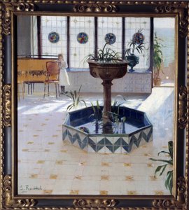 Springvandet under verandaen Maleri af James Rusinol og (i) Prats (1861-1931) 1894 Privat samling af Santiago Rusinol i Prats