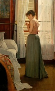 Interiør med kone af Santiago Rusiñol