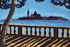 Mod Giudecca, Venedig (olie på kort) af Sara Hayward