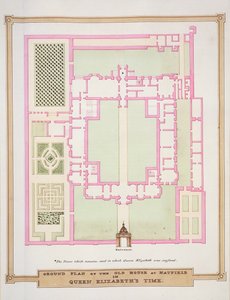 Grundplan for det gamle hus i Hatfield på dronning Elizabeths tid fra 