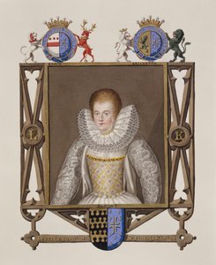 Portræt af Lettice Knollys (ca. 1541-1634) Datter af Sir Francis Knollys fra Memoirs of the Court of Queen Elizabeth, udgivet i 1825 (wc og gouache på papir)